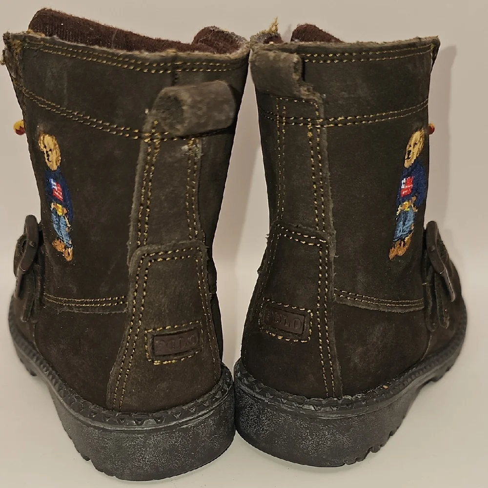 Polo Ralp Lauren Kids Brown Boots with Embroidered Detail